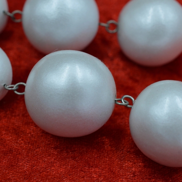 Earrings White Large Big Balls. 1990s Made in Canada - Picture 4 of 5